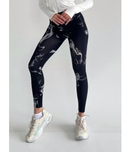 Бесшовные леггинсы с Пуш-ап Leggings PUSH-UP Smoke model 50 (Black grey)